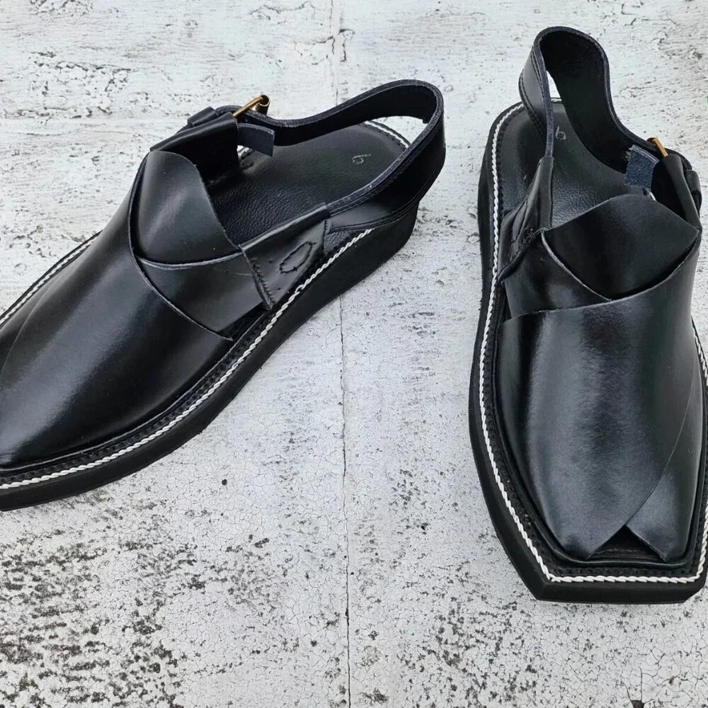 Captan Chappel Sandal Black Genuine Leather Upper Captaan Handmade Shoe Size 8.5 - Picture 5 of 11